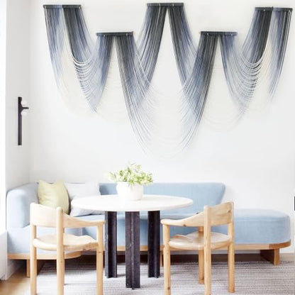 IOWER Macrame Wall Hanging Dip Dyed Blue Fiber Art Tapestry Boho Wall Decor - color: Blue1