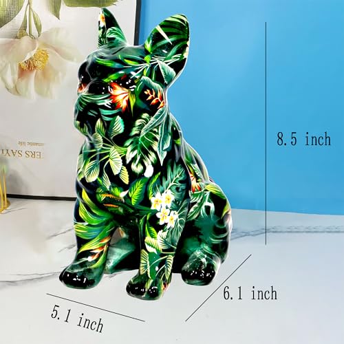 French Bulldog Statue Sculpture Sitting Graffiti Dog Home Decor Figurine - color: A3