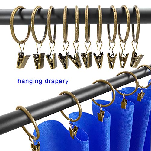 100 Pack Metal Curtain Rings with Clips, 1.5 in ID, Bronze - color: Bronze, size: 1.5" I D 100 Pack