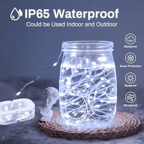 50LED Fairy Lights USB & Battery Powered 2Pack, 16FT White Fairy String Lights with 8 Modes & Timer, Cuttable Copper Wire Waterproof Twinkle Light Indoor Outdoor for Bedroom Wedding Christmas Decor - color: White, size: 2 Pack
