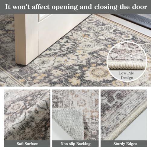 Collive 3'x5' Boho Washable Front Indoor Large Entryway Area Rug - color: Taupe/Multi, size: 36" x 59"