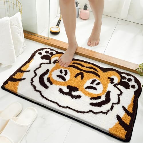 Molesun Tiger Bath Mat 18x30, Soft Absorbent Microfiber Bath Rugs - color: Tiger