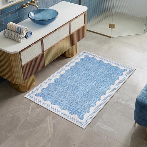 GarveeHome Scalloped Rug - color: Beige, size: 2' x 4' (Rectangular)