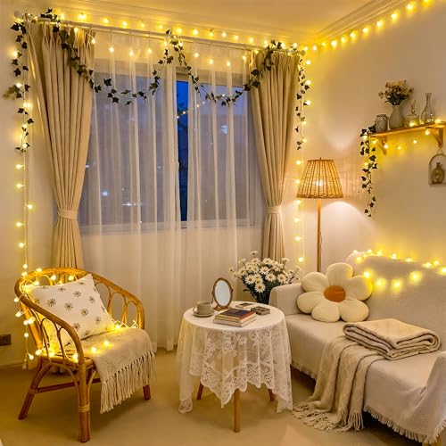 JMEXSUSS 100 LED Globe String Lights Indoor Bedroom, 33ft Fairy Lights - color: Warm White, size: 100 LED Plug