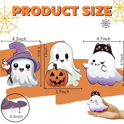 Cute Ghost Halloween Decor Set, Wooden Tiered Tray Decor Table Sign Set of 3, Halloween Decor, Kitchen Room Decor, Holiday Gift - style: Cute