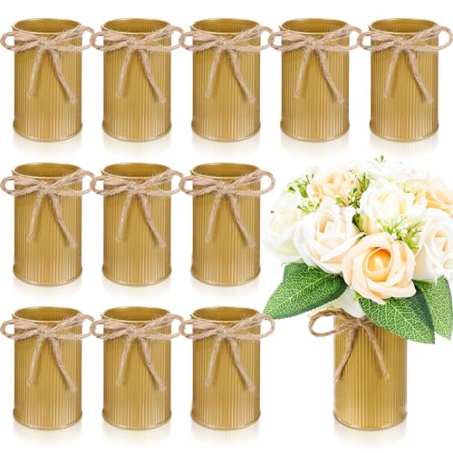 4.33 Inch Mini Vase Wedding Table Centerpieces,Gold,12 Pcs - color: Gold