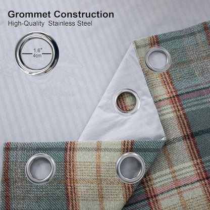 always4u Plaid Tartan Curtains for Living Room Bedroom Check Curtains Grommet Window Treatments 2 Panels Blue Pink 54 * 95 Inches - color: Blue/Pink, size: 54"W x 95"L (Pack of 2)