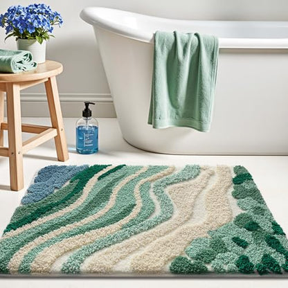LUMI Beach Bathroom Rug 20x32, Soft Absorbent Bath Mat, Non Slip - color: Beach Aqua Green, size: 20"x32"