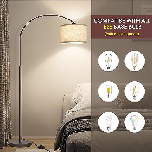 Seaside village Floor Lamp for Living Room, Arc Lamp with Adjustable Head, Modern Tall Lamp with On/Off Pedal Switch, Over Couch Standing Hanging Light for Reading, Bedroom, Office (Brown) - color: Brown