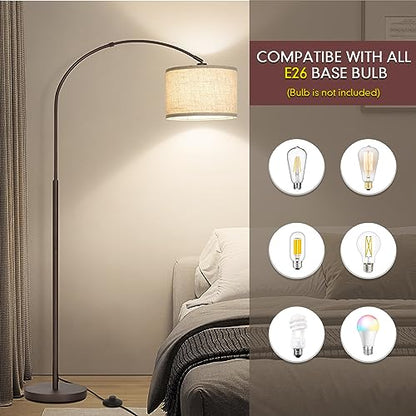 Seaside village Floor Lamp for Living Room, Arc Lamp with Adjustable Head, Modern Tall Lamp with On/Off Pedal Switch, Over Couch Standing Hanging Light for Reading, Bedroom, Office (Brown) - color: Brown