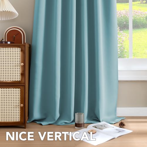 H.VERSAILTEX Blackout Curtains Thermal Insulated Window Treatment Panels Room Darkening Blackout Drapes for Living Room Back Tab/Rod Pocket Bedroom Draperies, 52 x 45 Inch, Aqua, 2 Panels - color: Aqua, size: 52"W x 45"L (Pack of 2)