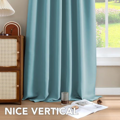 H.VERSAILTEX Blackout Curtains Thermal Insulated Window Treatment Panels Room Darkening Blackout Drapes for Living Room Back Tab/Rod Pocket Bedroom Draperies, 52 x 45 Inch, Aqua, 2 Panels - color: Aqua, size: 52"W x 45"L (Pack of 2)