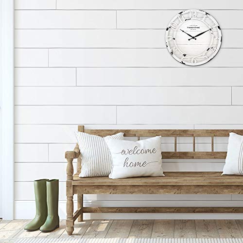 Presentime 13" Farmhouse Series Wall Clock - color: Antique Distressed White, size: 13 inch