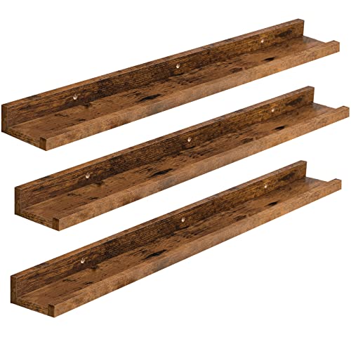 HOOBRO Floating Shelves, Wall Shelf Set of 3, 35.4 Inches Hanging Shelf - color: Rustic Brown, size: 35.4 Inches
