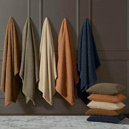 HiEnd Accents Teddy Dark Oak 50x60 inch Boucle Throw Blanket - color: Dark Oak, size: 50" x 60"