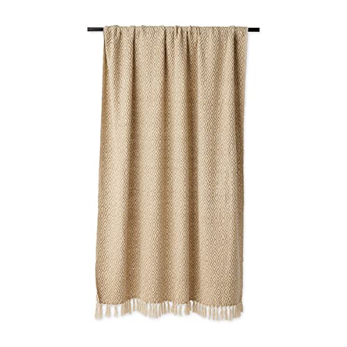 DII Rustic Farmhouse Double Diamond Woven Throw, 50x60, Stone - color: Stone, size: 50x60"