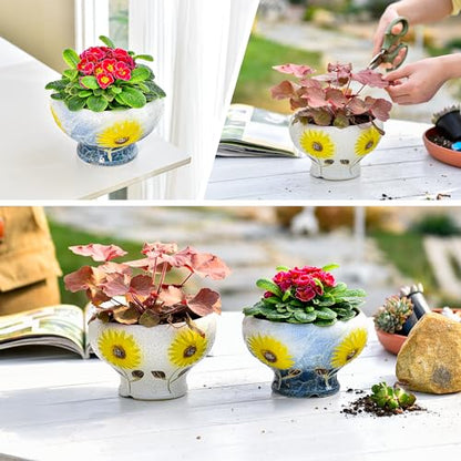 Sungmor 4in Ceramic Succulent Planters Style-e (Dia.: 6.9inch & H: 4.3inch) - color: Style-e (Dia.: 6.9inch & H: 4.3inch)