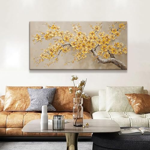 Modern Tree Of Life Wall Art Prints 24"x48" Yellow Wall Art For Bedroom - color: HX7A, size: 48"L x 24"W