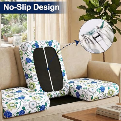 Smiry Waterproof Patio Cushion Covers, Stretch Outdoor Furniture Covers - color: Light Green, size: 4PCS