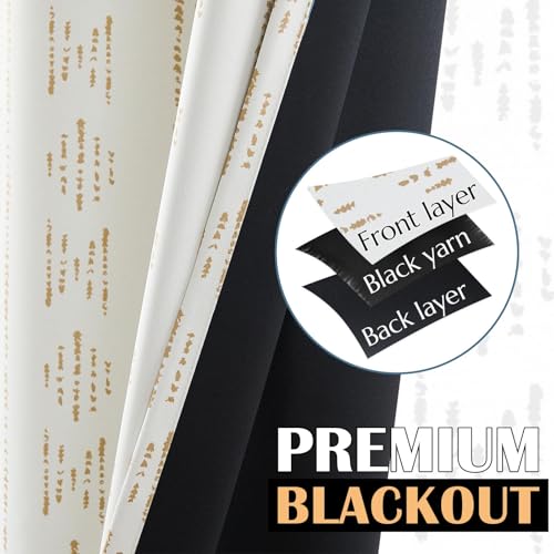 jinchan Boho Blackout Curtains 54 Inch Length for Bedroom - color: Boho | Taupe on Beige, size: 52"W x 54"L (Pack of 2)
