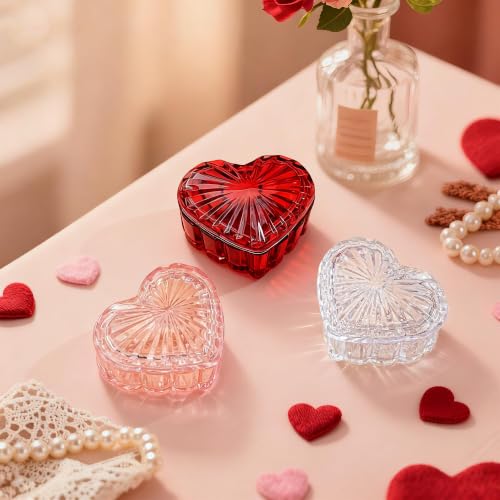 KANPURA Clear Glass Heart-Shaped Jewelry Box, Cute Trinket Box with Lid - color: Clear