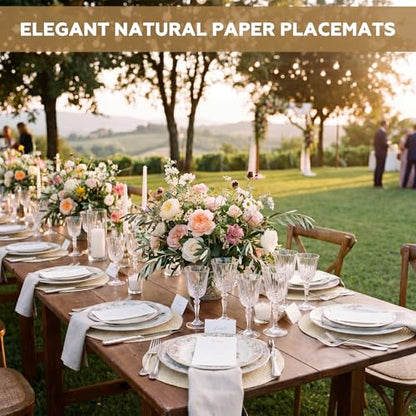 24 Pcs 13 in Round Woven Placemats Boho Charger,Beige,Classic - color: Beige, style: Classic