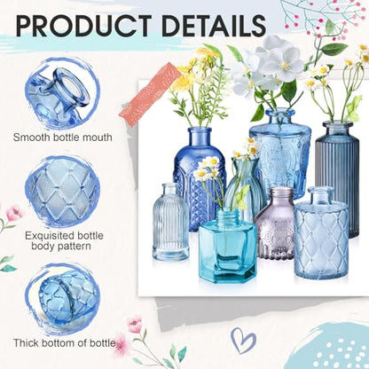 Yaomiao 30 Pcs Glass Bud Vases Centerpieces, Blue Series - color: Blue Series