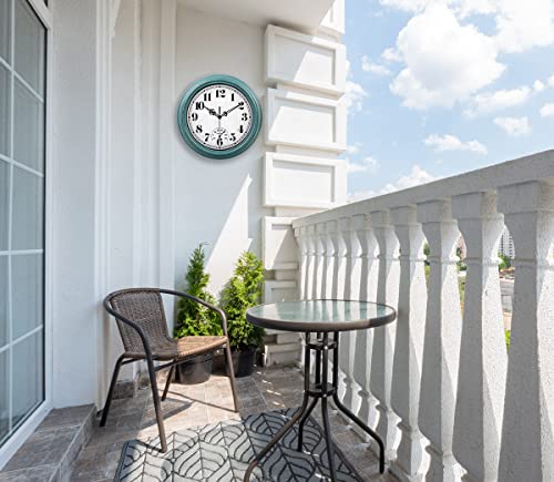 zyzamay 12 Inch Indoor Outdoor Battery Operated Wall Clocks, Green - color: Green
