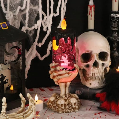 Eldnacele Ghost Snow Globe Flameless Candle Battery Operated with Timer - color: 4-ghost Skeleton Hand