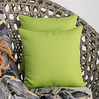 JMGBird Water-Resistant Outdoor Pillows Set of 2, 18x18 inch Durable Pure Green Throw Pillows with Inserts for Patio Furniture - color: Green