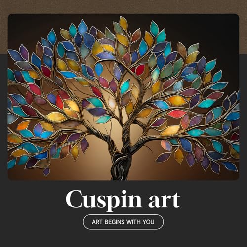 Large Framed Modern Tree of Life Wall Art for Living Room, 30x60 In - color: Jewel Tones, size: 60"L x 30"W