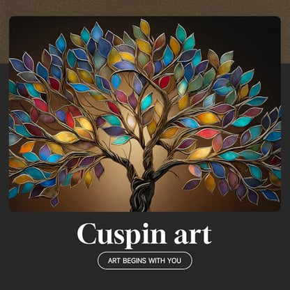 Large Framed Modern Tree of Life Wall Art for Living Room, 30x60 In - color: Jewel Tones, size: 60"L x 30"W