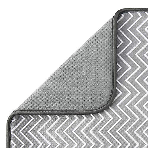 Dish Drying Mat for Kitchen Counter,Machine Washable Matt (Grey,Ripple - color: Ripple 2P 19.6*16.1