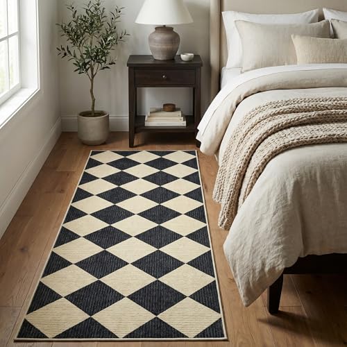GarveeHome Checkered Rug Runners 2x6 Non Slip Kitchen Runner for Hallway - color: Dark/Coffee, size: 2' x 6' (Rectangular)