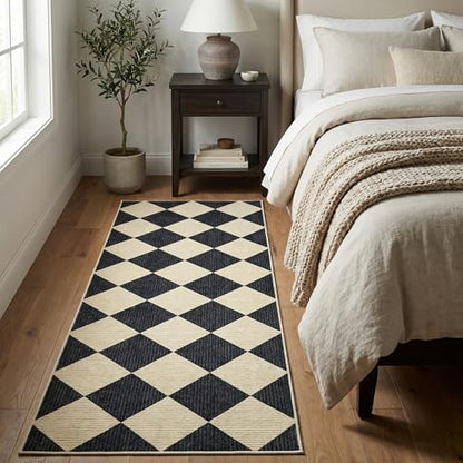 GarveeHome Checkered Rug Runners 2x6 Non Slip Kitchen Runner for Hallway - color: Dark/Coffee, size: 2' x 6' (Rectangular)