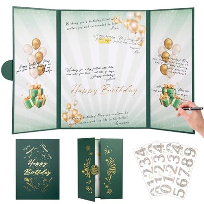 Green Gold Birthday Party Decoration 18"x12" Guest Sign in Book Alternative - color: Green