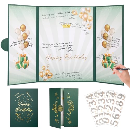 Green Gold Birthday Party Decoration 18"x12" Guest Sign in Book Alternative - color: Green