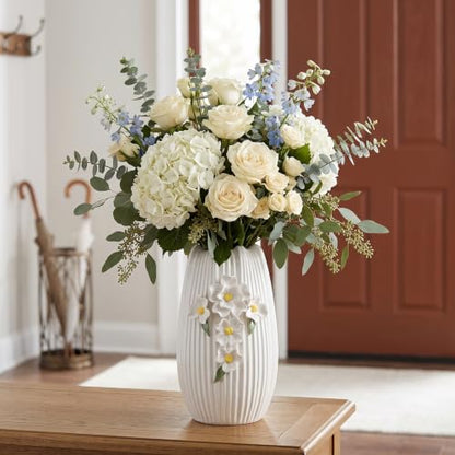 White Vase, Modern Ceramic Vases for Centerpieces,9 Inch - color: White and Yellow, size: 9 inch