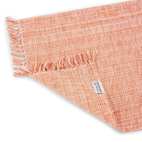 Cotton Placemats Set of 6-13x19 Inch, Woven Chambray Place Mats, Durable & Elegant for Dining Table, Wedding, Restaurant, Oeko-TEX Certified - Burnt Orange - color: Burnt Orange - Chambrey