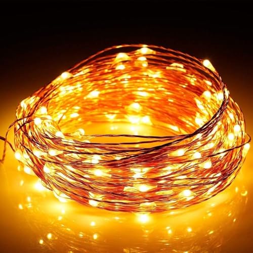 132 Feet 400 LEDs Copper Wire String Lights with Switch, Christmas Lights Indoor Decoration for Party Wedding Bedroom, Fairy Lights Plug in with Remote, 8 Scene Modes, Dimmable Warm White - size: 132 Feet