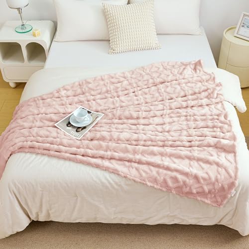 Aganear Fleece Throw Blanket for Couch Sofa 50"x60" Pink - color: Pink, size: Throw(50×60in)