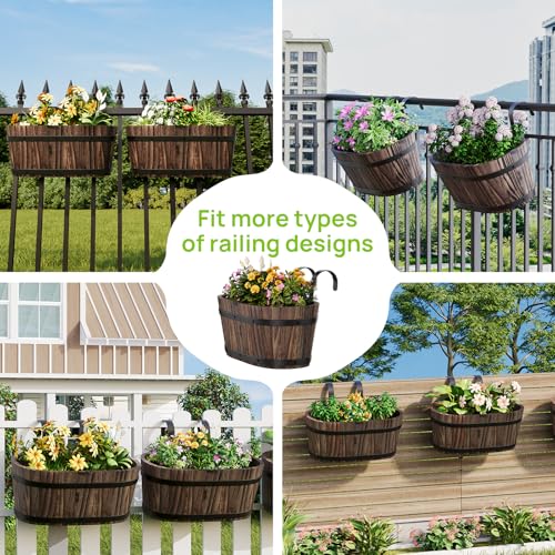 2Pack Wood Fence planters Railing planter box Window boxes planters porch - color: Carbonized-2pcs, size: Large