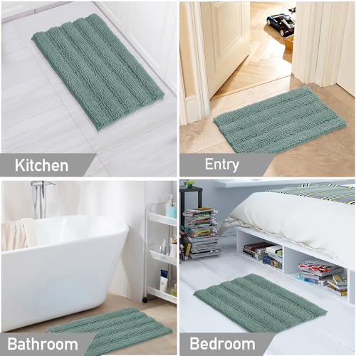 Turquoize Small Bathroom Rug 17x24, Chenille Bath Rug, Duckeggshell Blue - color: Duckegg Blue, size: 17" x 24"