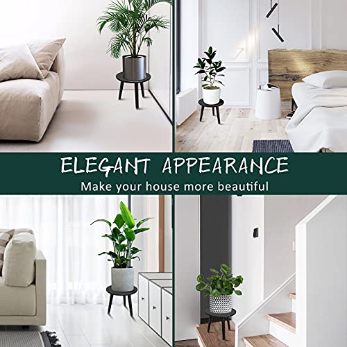 Uneedem Indoor Plant Stand, Modern Plant Table 8.9" Tall Wood Mid Century Flower Holder Small Round Side End Table - color: Black, size: 8.9"