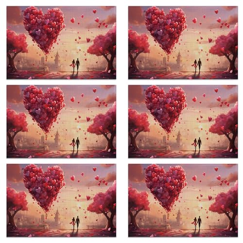 Linen Placemats Set of 6, Red Love Haert Washable Table Mats 12x18 Inch, Heat Resistant Non Slip Placemats for Dining Table Kitchen Everyday Use - color: Red Love Haert