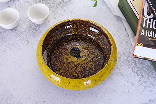 VanEnjoy 7.3 inch Round Large Shallow Succulent Ceramic Glazed Planter Pots with Drainage Hole, Bonsai Pots Garden Decorative Cactus Stand Flower Container (Yellow) - color: Yellow