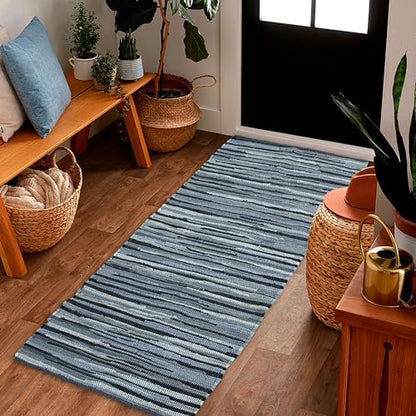 THE BEER VALLEY Chindi Area Runner 2x6 Feet - Charcoal - color: Charcoal, size: 2' x 6' (Runner)