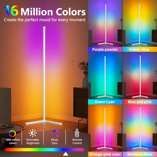 LED Corner Lamp, Color Changing Standing Lamp,White
