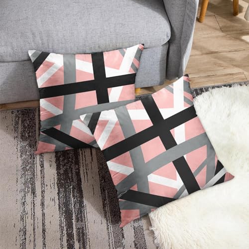Emvency Throw Pillow Covers Set of 2, 18 x 18 Inch, Striped Retro Pink - color: Pink, size: 18" x 18" (Pack of 2)