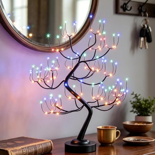 FUCHSUN 108 LED Tabletop Tree Lights, Lighted Artificial Twinkle Tree Lamp - color: multicolored
